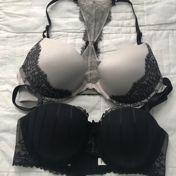 Lot of Two Black Lace-accented Bras 36C & 34C - Picture 1 of 9